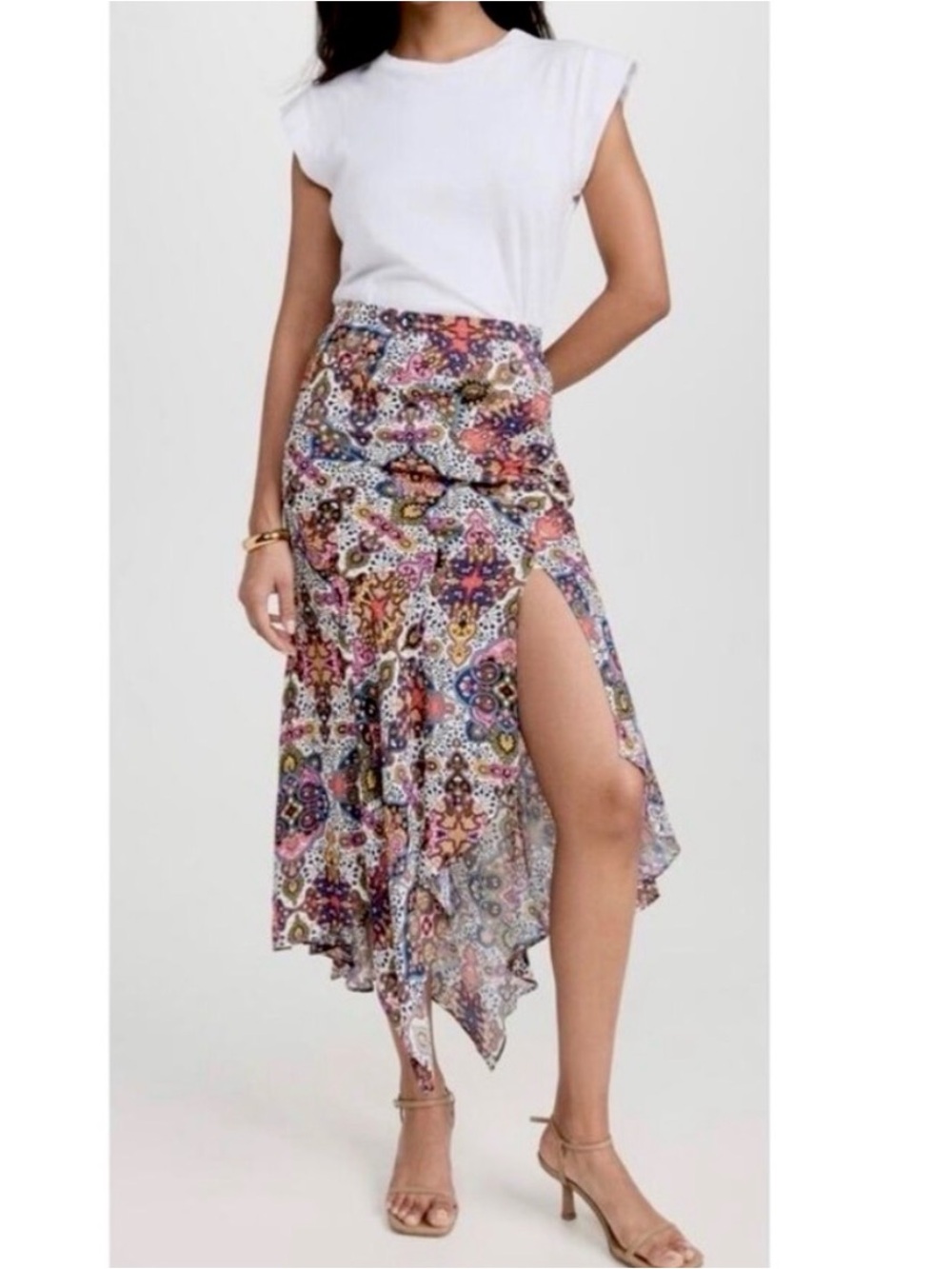 ✨Veronica Beard Euro Summer Midi Side Slit Boho Festival Summer Midi Skirt | S